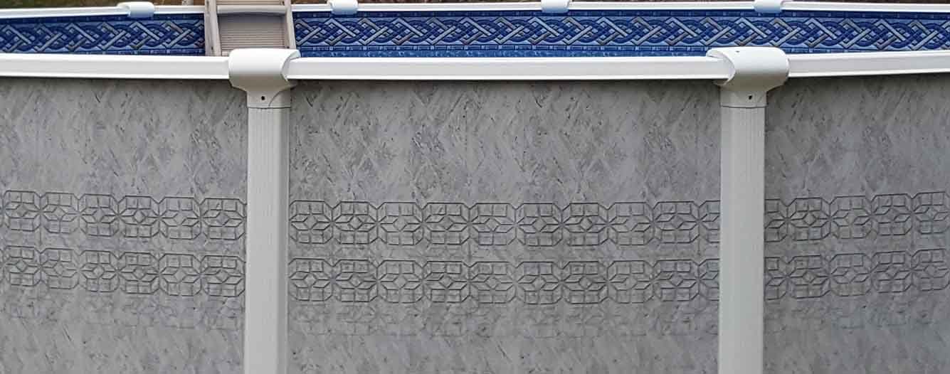 Lamark close up with steel lamark wall and brighton prism - MGK Pools Inc Lamark Edge Above Ground Pool 15x52