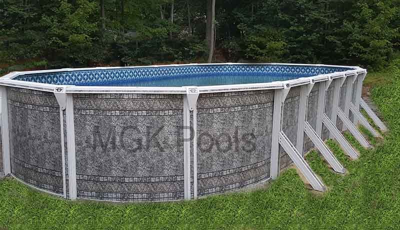 Gray Mosaic 15x30 pool sm - MGK Pools Inc 15 x 30 Dauntless Oval Swimming Pool