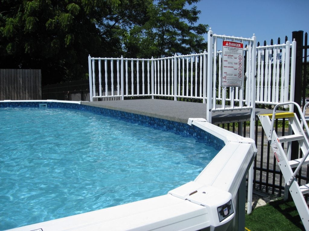 Dauntless oval above-ground pool with deck