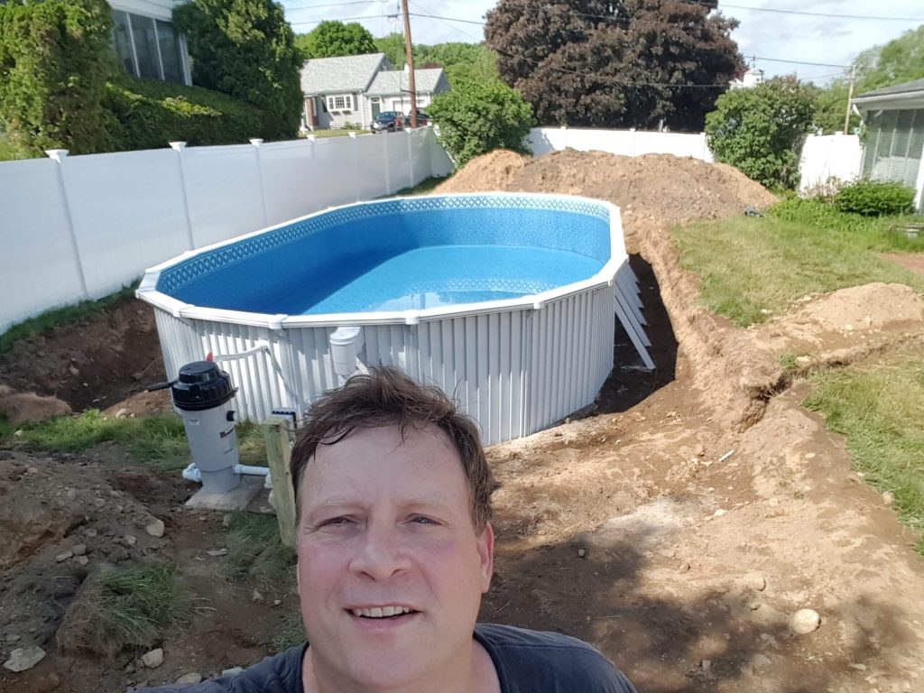 Pool-builder-installer-scaled - MGK Pools Inc Old selfie of me getting ready for backfill on a 17x32 in Haverhill MA