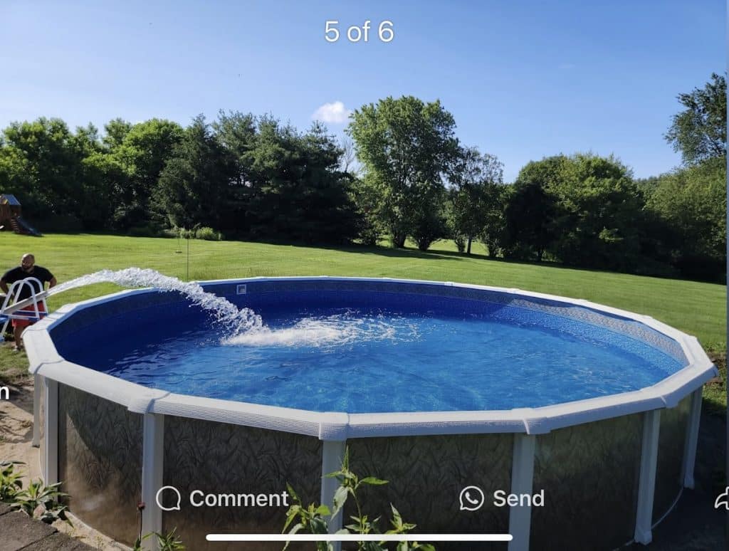 Round above ground pool filling