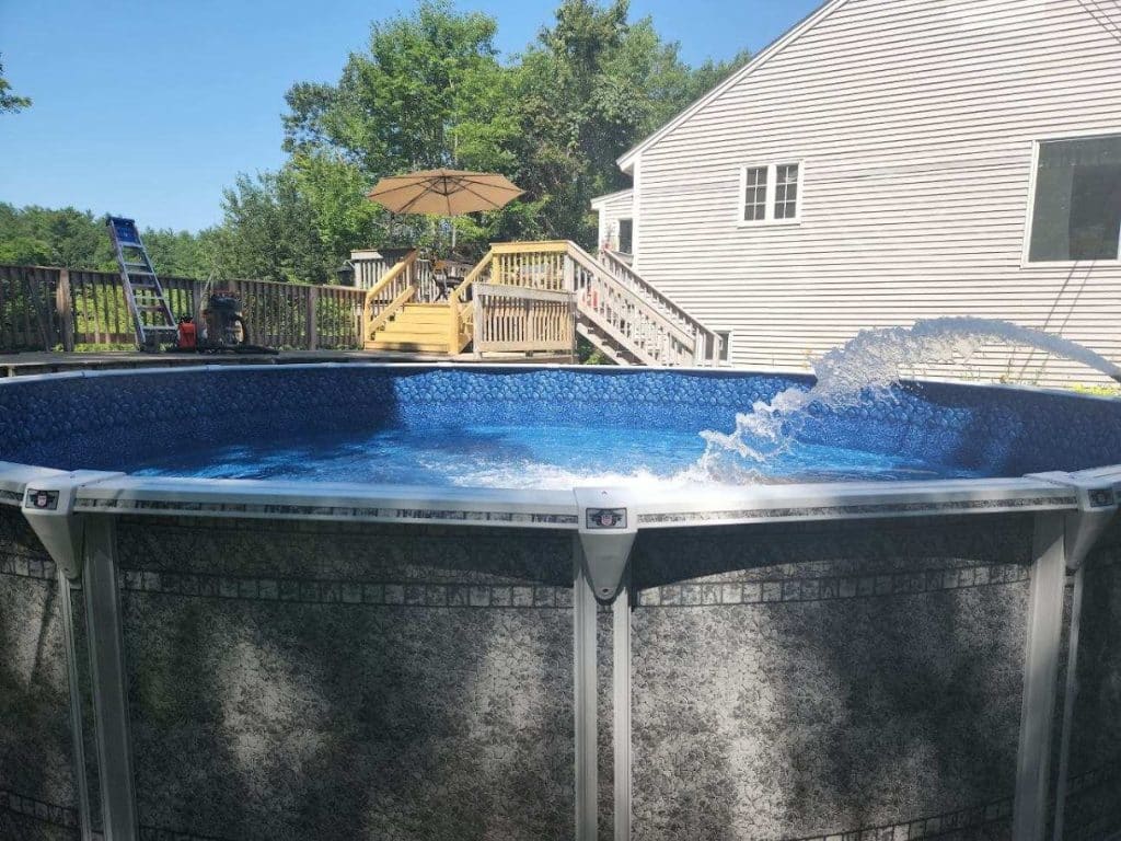 Trucked in Pool Water filling round Dauntless above ground swimming pool