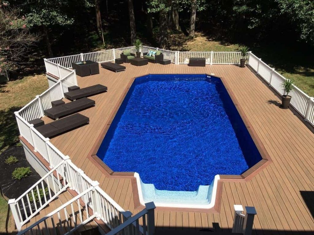 Fox Ultimate Pool with Wood Deck and Inground Steps