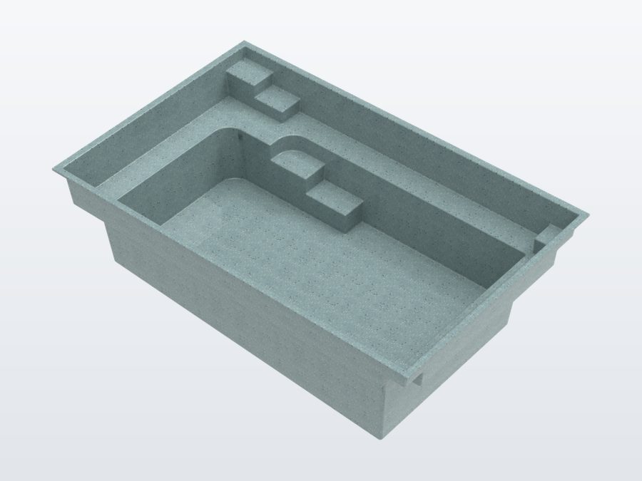 Regal Plunge 10'x16' fiberglass pool in Glacier Blue - 3/4 view