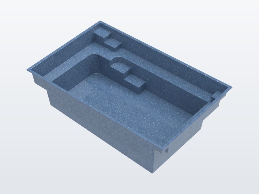 Regal Plunge 10'x16' fiberglass pool in Steel Grey - 3/4 view