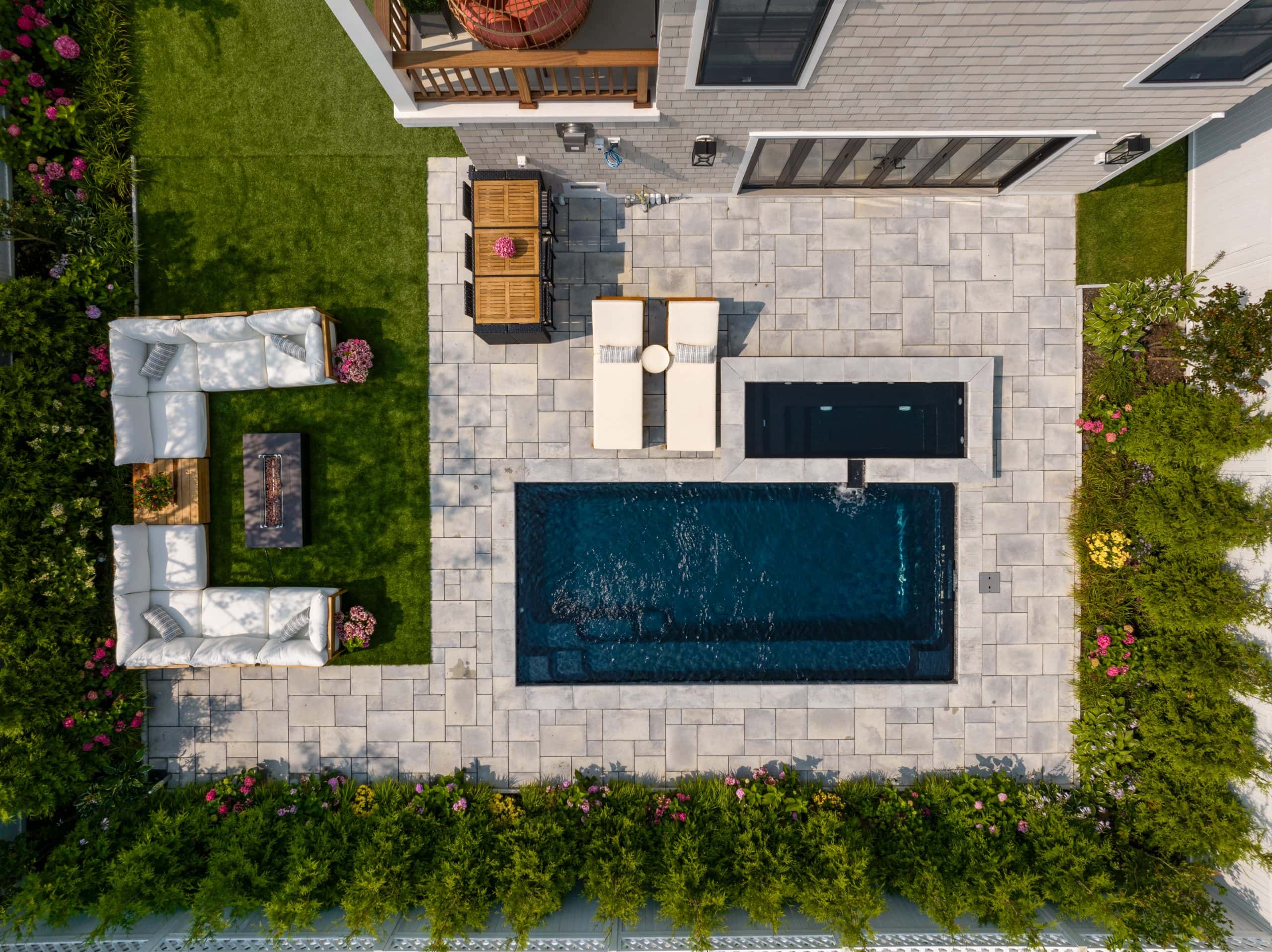 Rindge fiberglass pool by MGK Pools - real installation photo, installed complete by MGK Pools