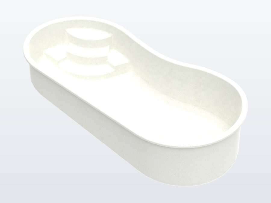 Rio 10'x20' fiberglass pool in Arctic White - 3/4 view