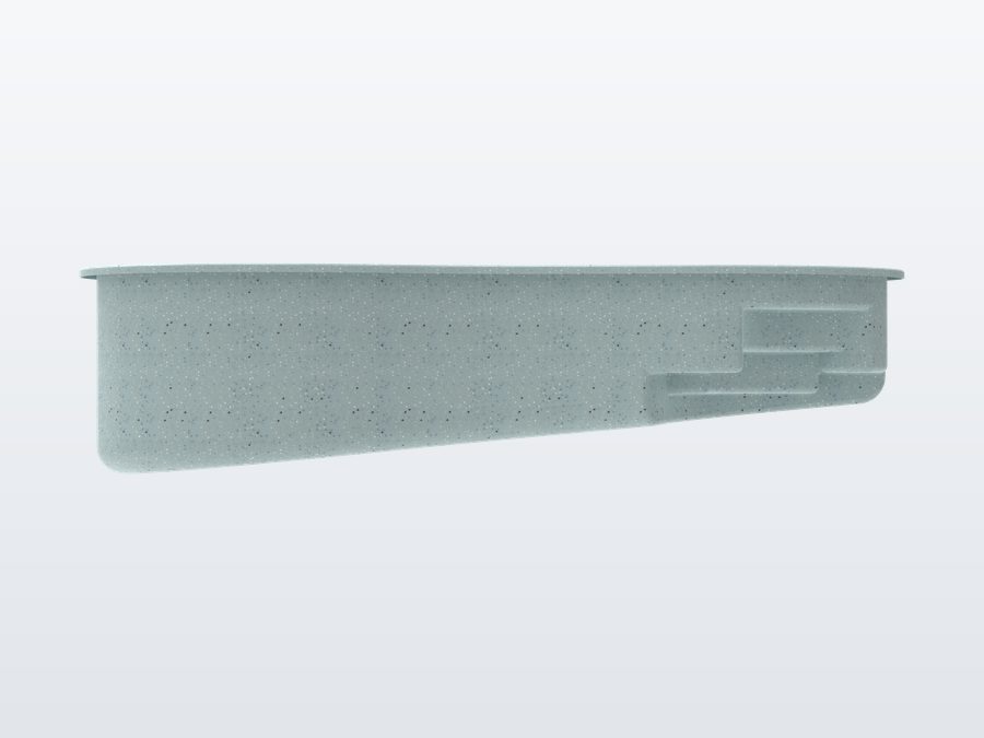 Rio 10'x20' fiberglass pool in Glacier Blue - Side profile