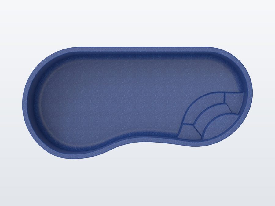 Rio 10'x20' fiberglass pool in Ocean Blue - Overhead