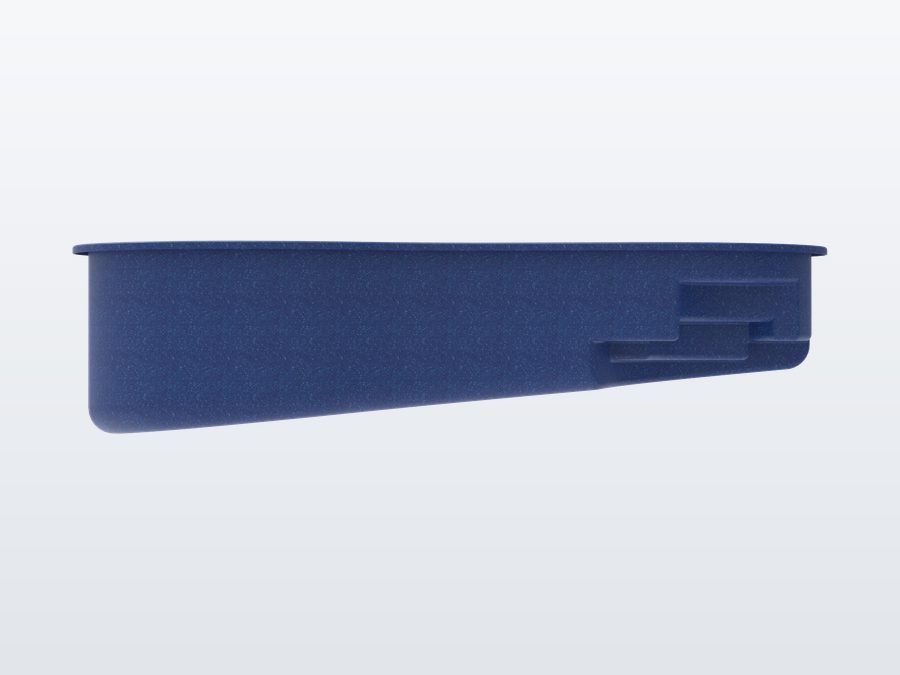 Rio 10'x20' fiberglass pool in Ocean Blue - Side profile
