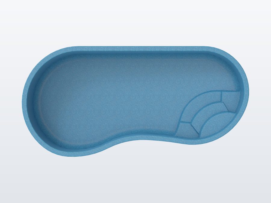 Rio 10'x20' fiberglass pool in Sapphire Blue - Overhead