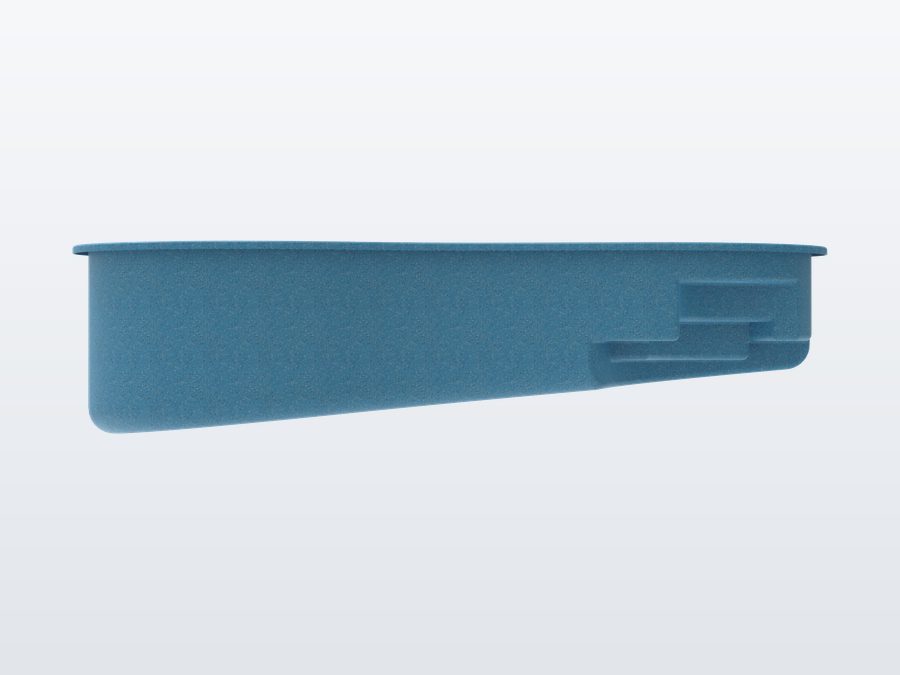 Rio 10'x20' fiberglass pool in Sapphire Blue - Side profile