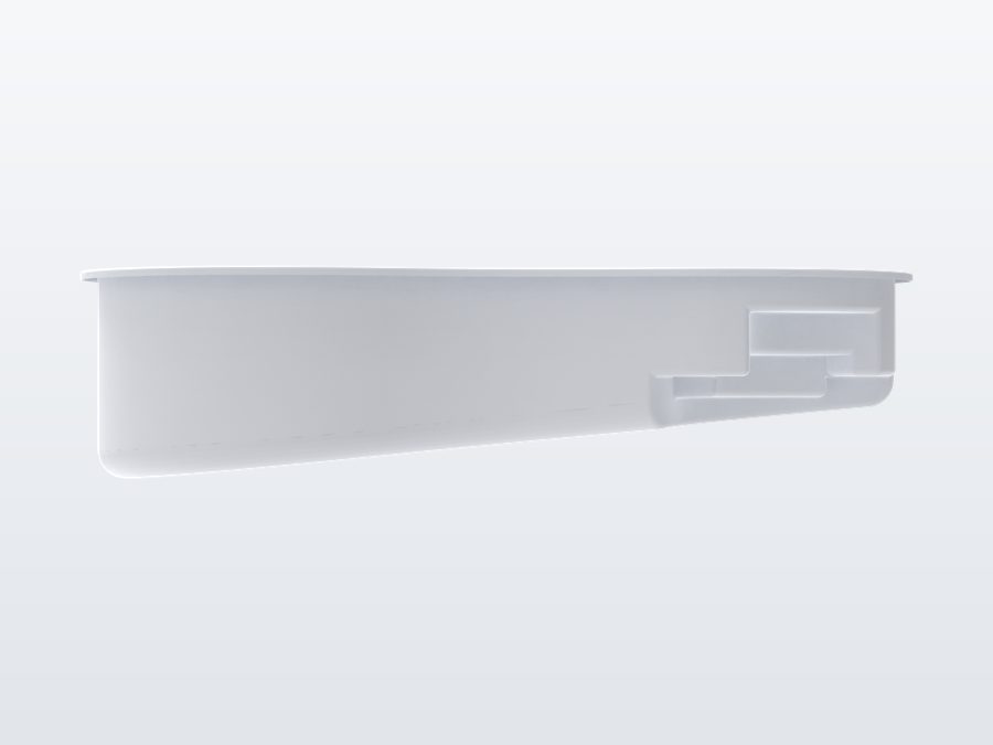 Rio 10'x20' fiberglass pool in Snow White - Side profile
