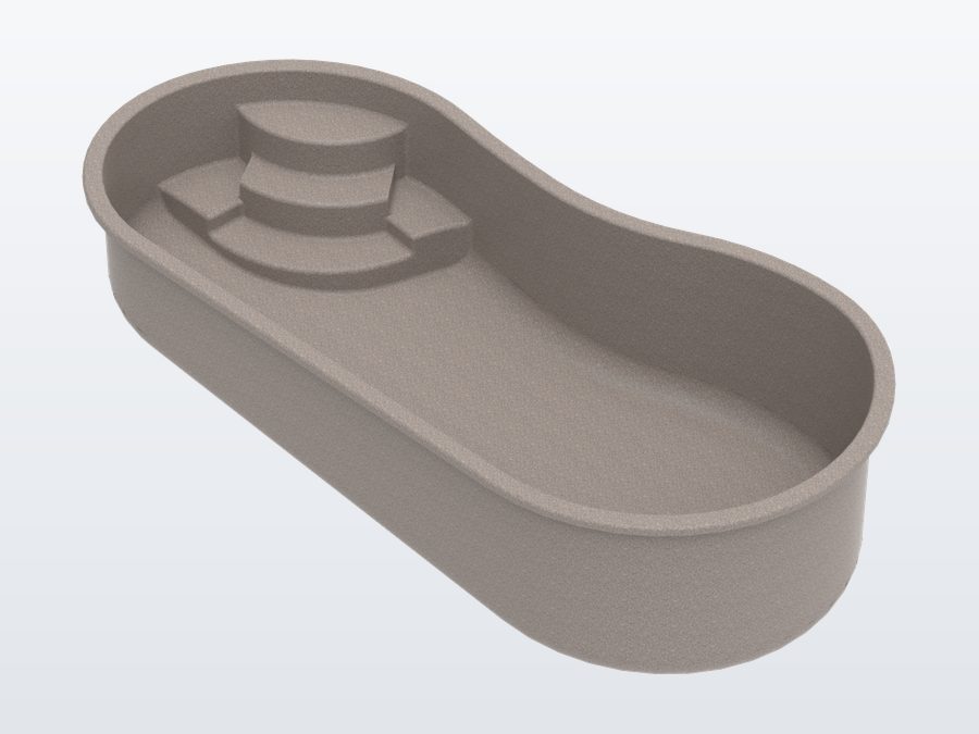 Rio 10'x20' fiberglass pool in Steel Grey - 3/4 view