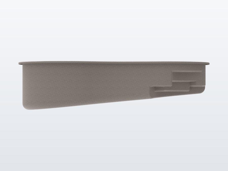 Rio 10'x20' fiberglass pool in Steel Grey - Side profile