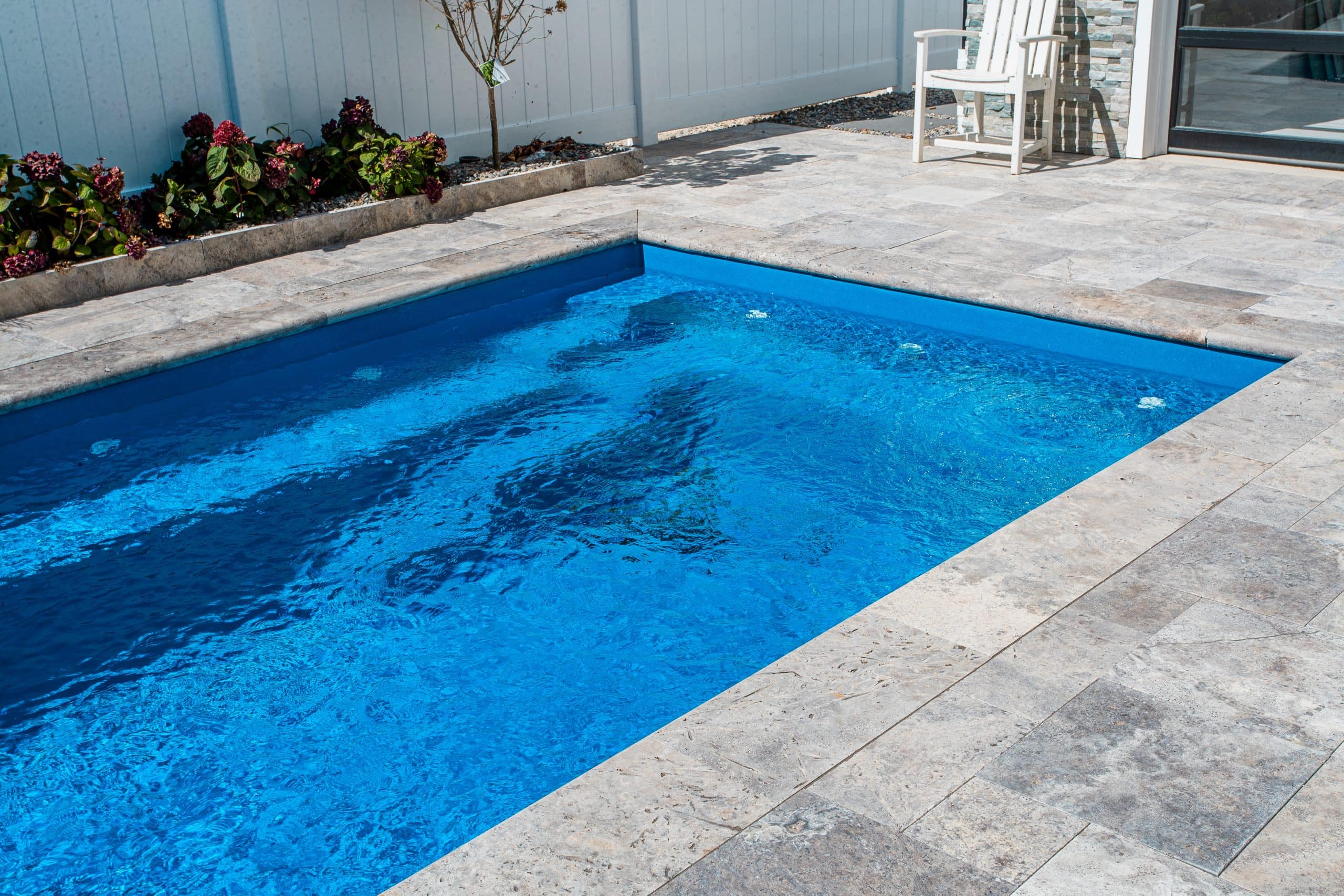 10x26-lap-fiberglass-pool-Rindge-xl-fiberglass-pool-install-5 - MGK Pools Inc Swimmer fiberglass pool by MGK Pools - real installation photo, installed complete by MGK Pools