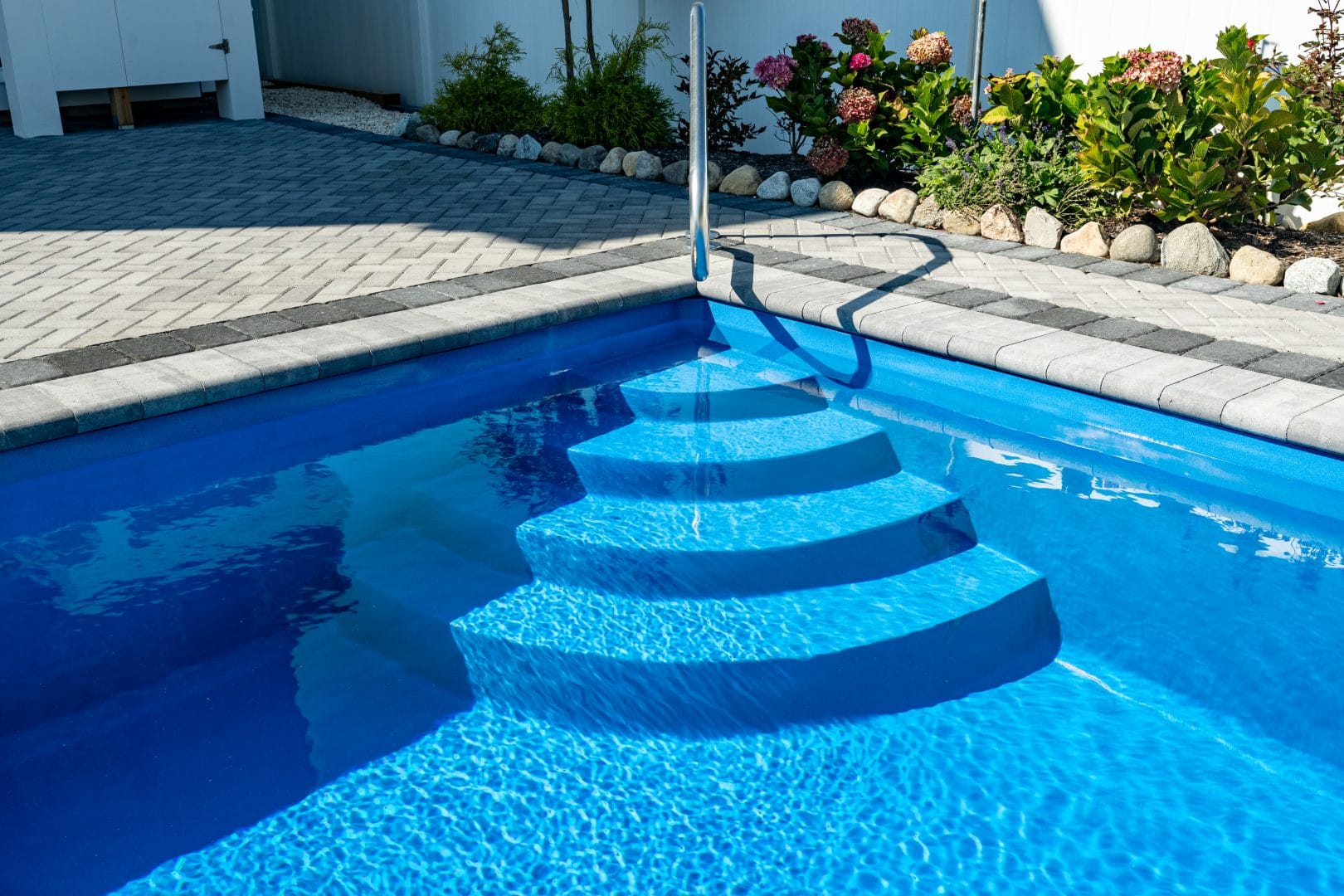 Haverhill fiberglass pool by MGK Pools - real installation photo, installed complete by MGK Pools