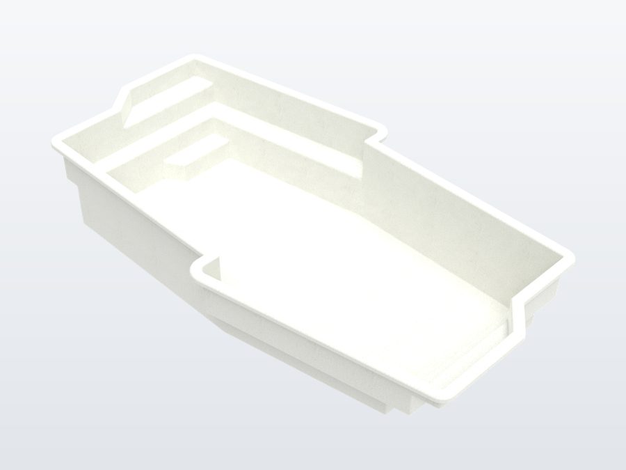 Del Mar 12'x22' fiberglass pool in Arctic White - 3/4 view