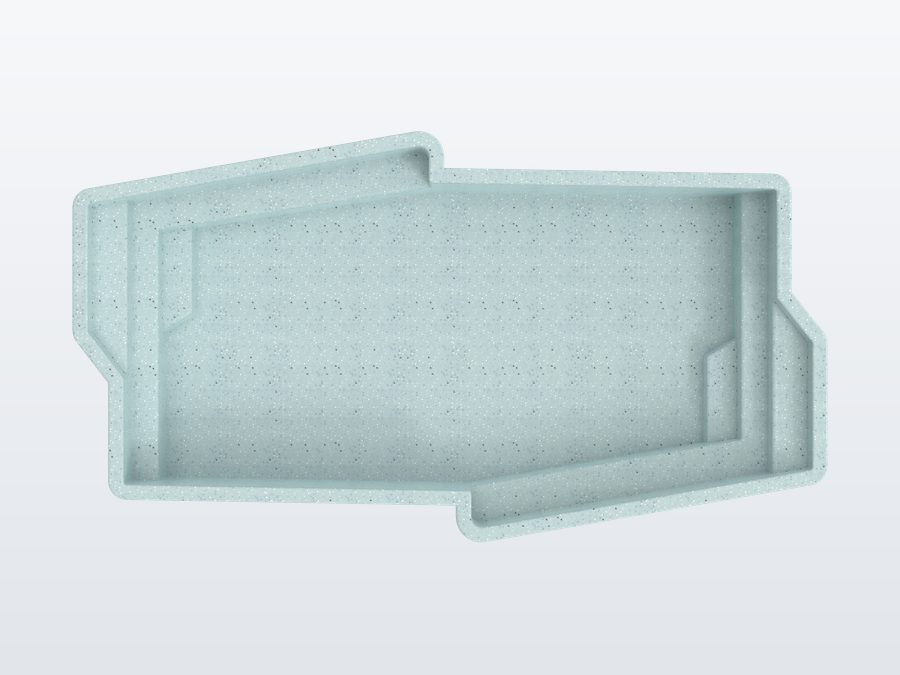 Del Mar 12'x22' fiberglass pool in Glacier Blue - Overhead