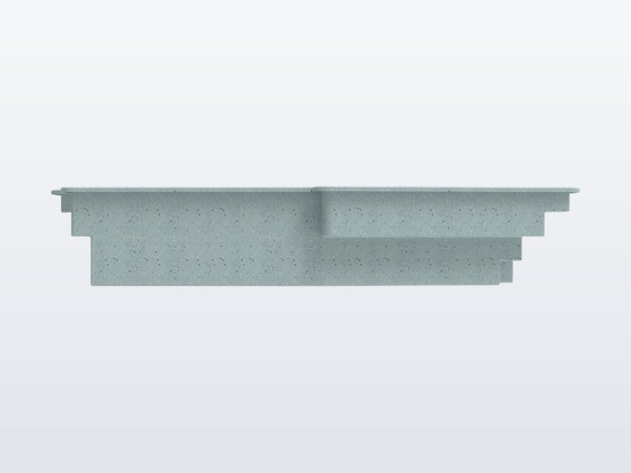 Del Mar 12'x22' fiberglass pool in Glacier Blue - Side profile