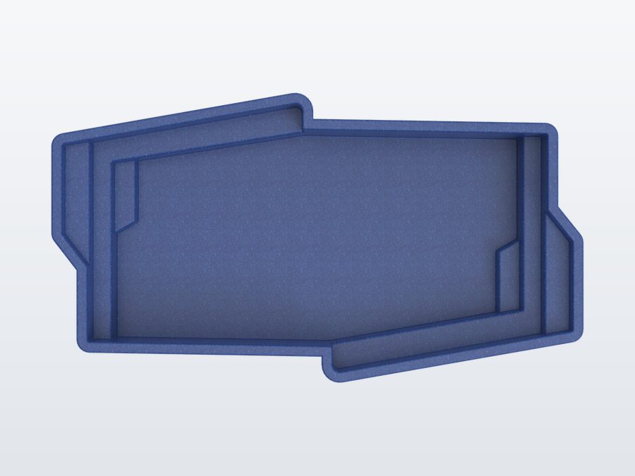 Del Mar 12'x22' fiberglass pool in Ocean Blue - Overhead