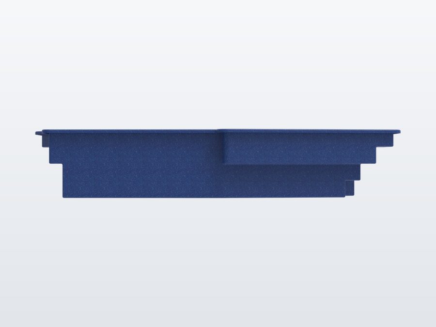 Del Mar 12'x22' fiberglass pool in Ocean Blue - Side profile