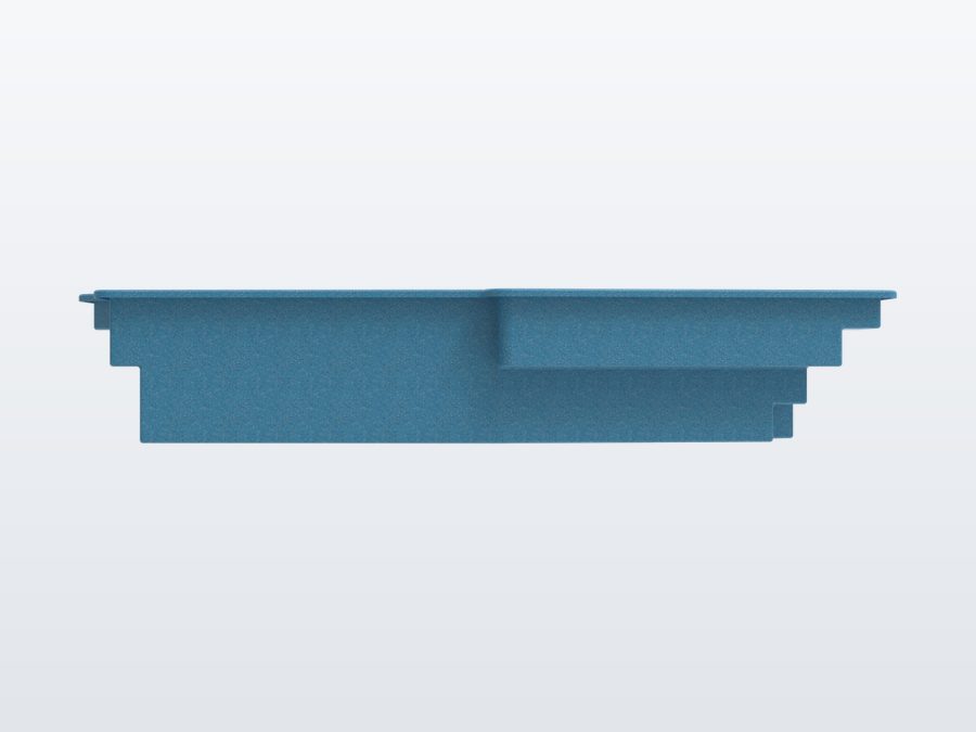 Del Mar 12'x22' fiberglass pool in Sapphire Blue - Side profile