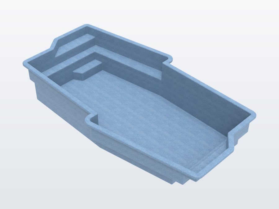 Del Mar 12'x22' fiberglass pool in Steel Grey - 3/4 view