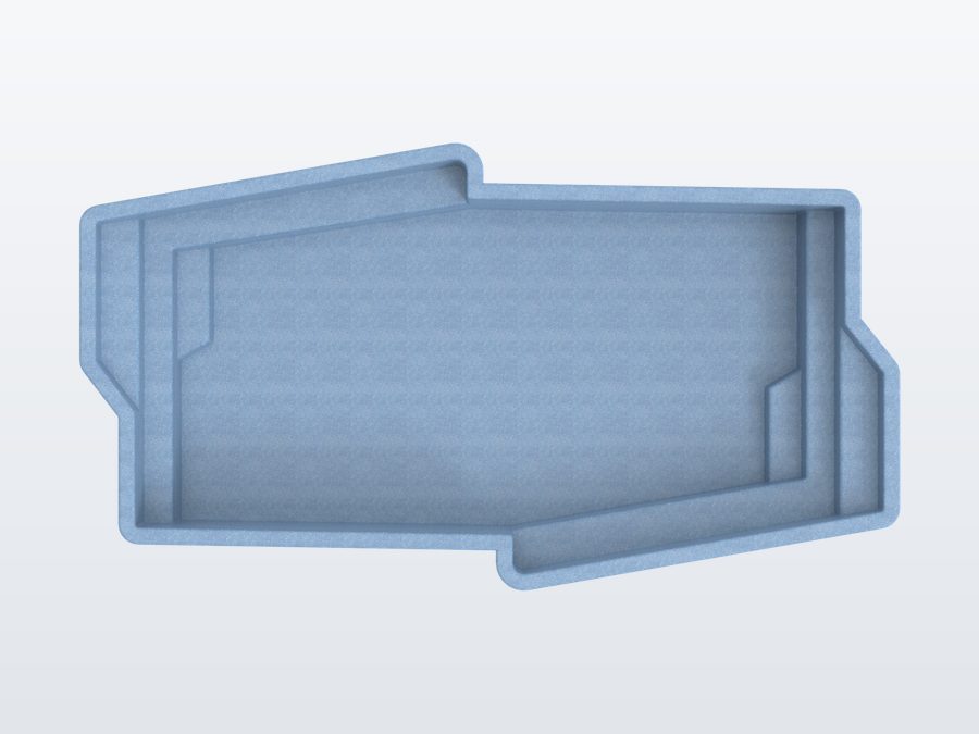 Del Mar 12'x22' fiberglass pool in Steel Grey - Overhead