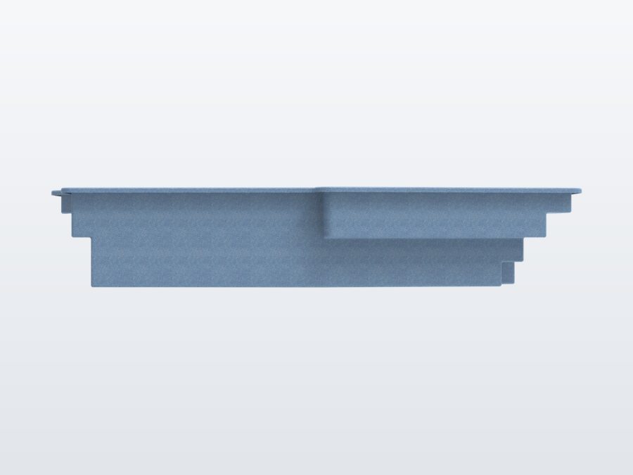 Del Mar 12'x22' fiberglass pool in Steel Grey - Side profile
