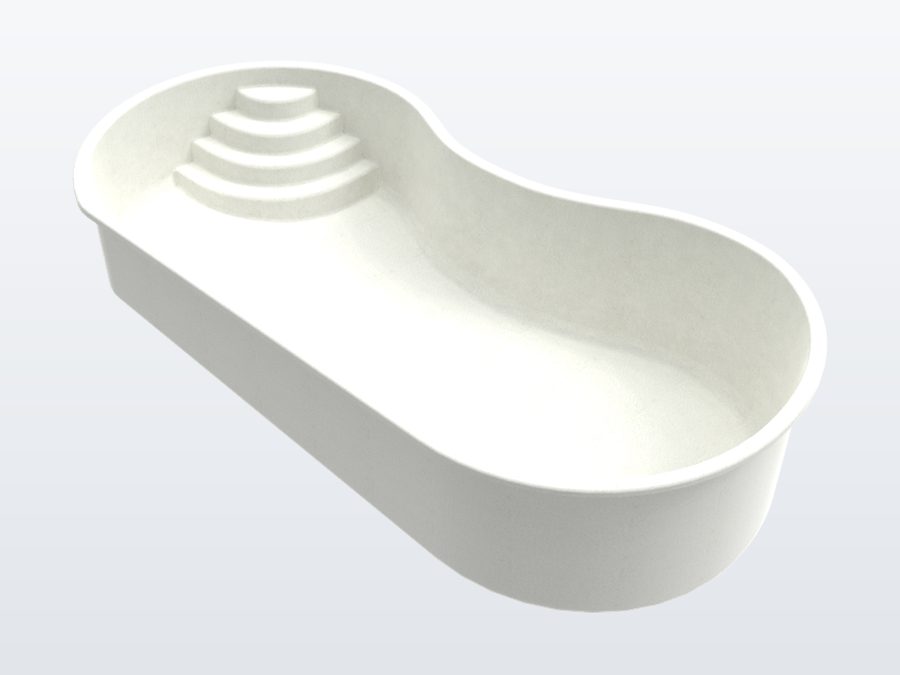 San Marco 12'x24' fiberglass pool in Arctic White - 3/4 view