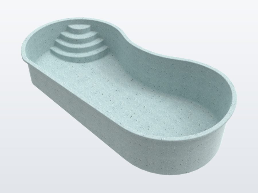 San Marco 12'x24' fiberglass pool in Glacier Blue - 3/4 view