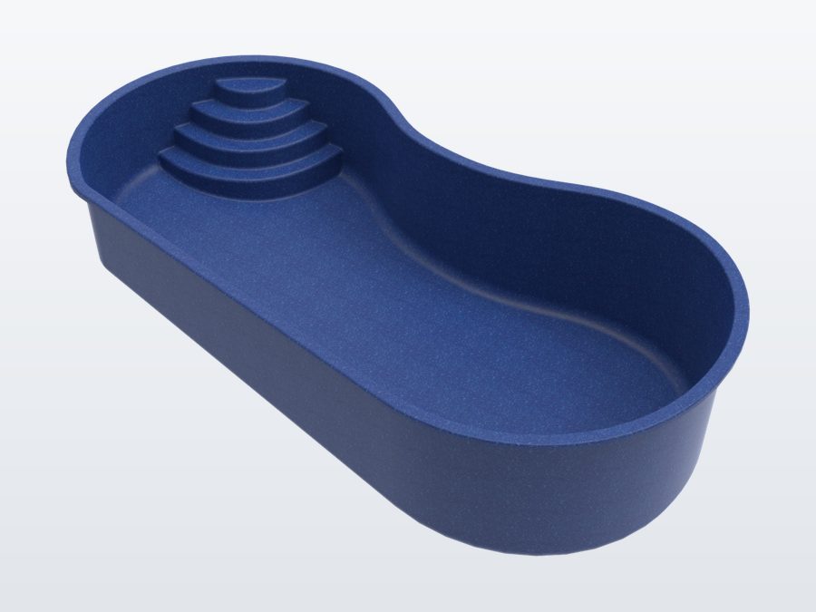 San Marco 12'x24' fiberglass pool in Ocean Blue - 3/4 view