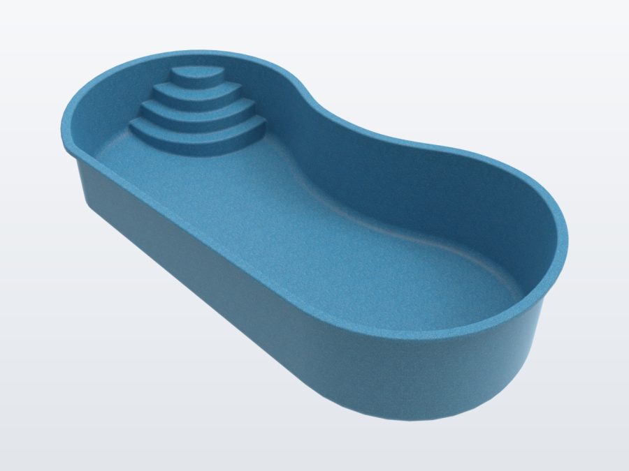 San Marco 12'x24' fiberglass pool in Sapphire Blue - 3/4 view