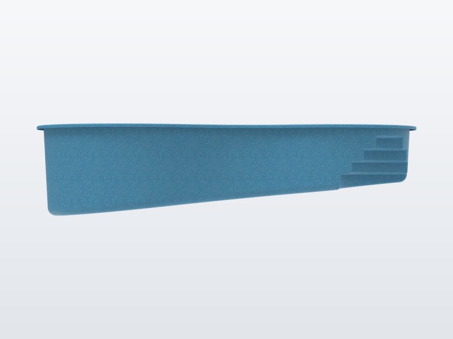 San Marco 12'x24' fiberglass pool in Sapphire Blue - Side profile