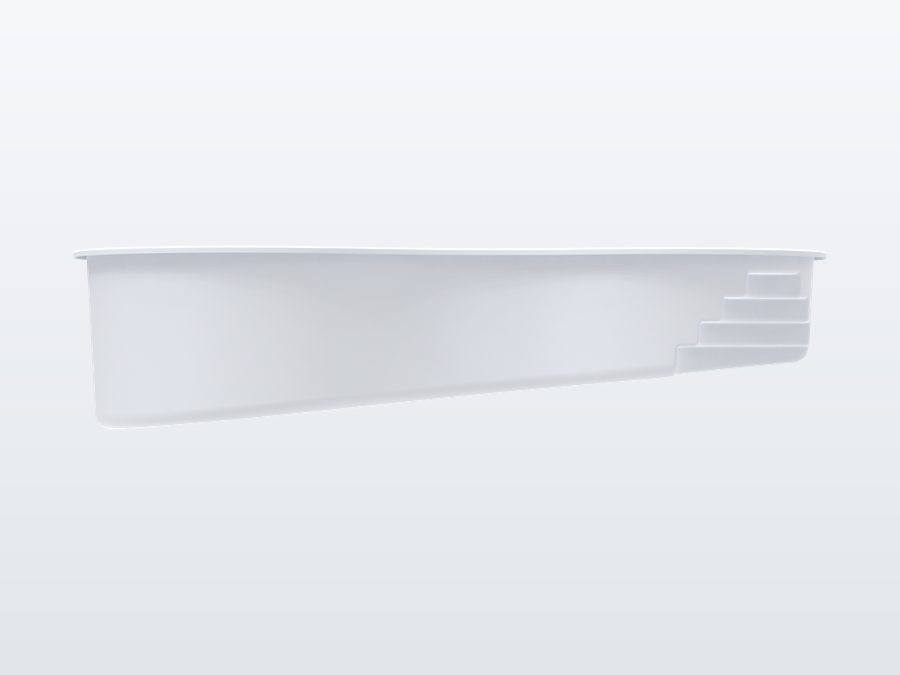 San Marco 12'x24' fiberglass pool in Snow White - Side profile