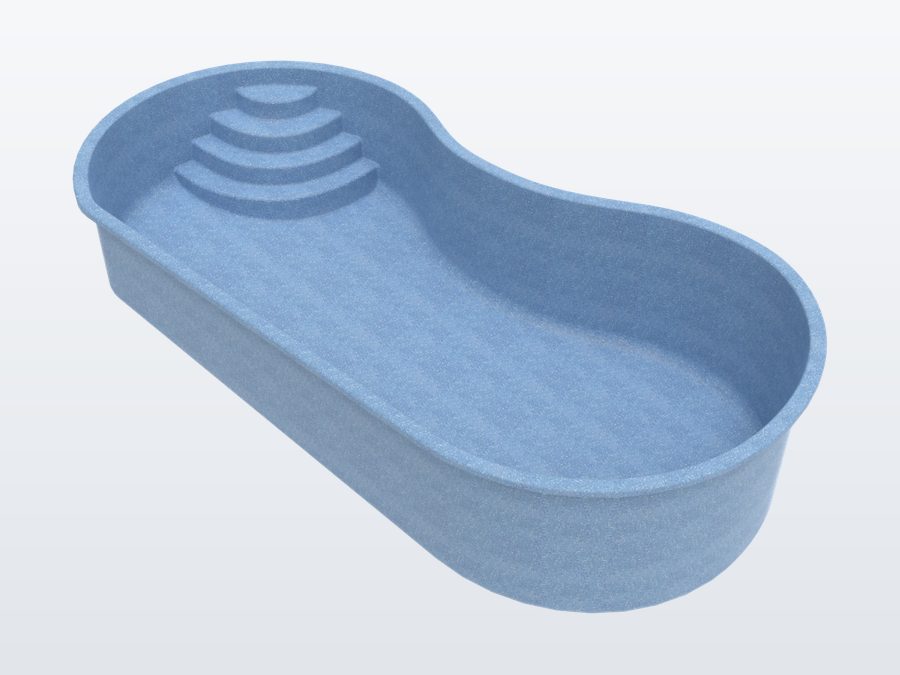 San Marco 12'x24' fiberglass pool in Steel Grey - 3/4 view
