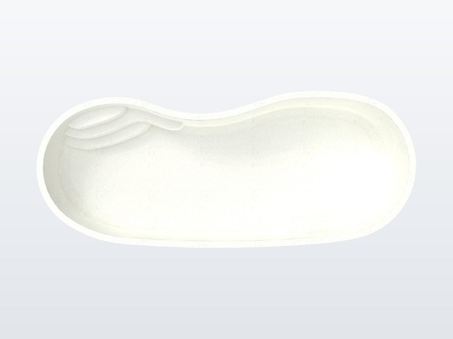 Costa Brava 12'x28' fiberglass pool in Arctic White - Side profile