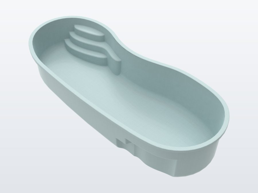 Costa Brava 12'x28' fiberglass pool in Glacier Blue - 3/4 view