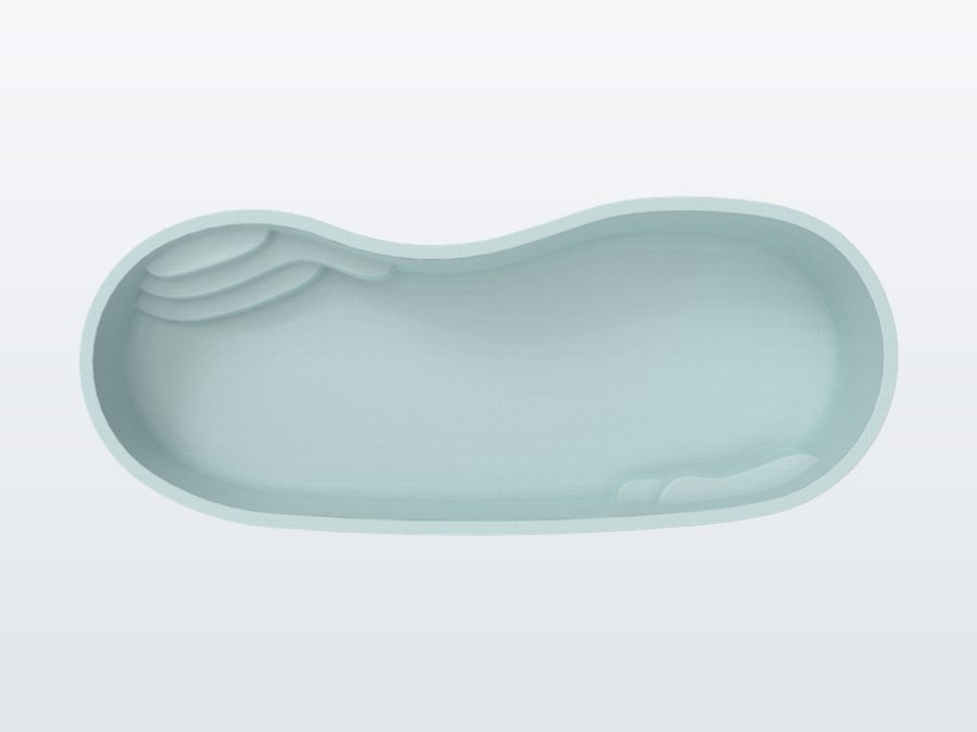 Costa Brava 12'x28' fiberglass pool in Glacier Blue - Side profile