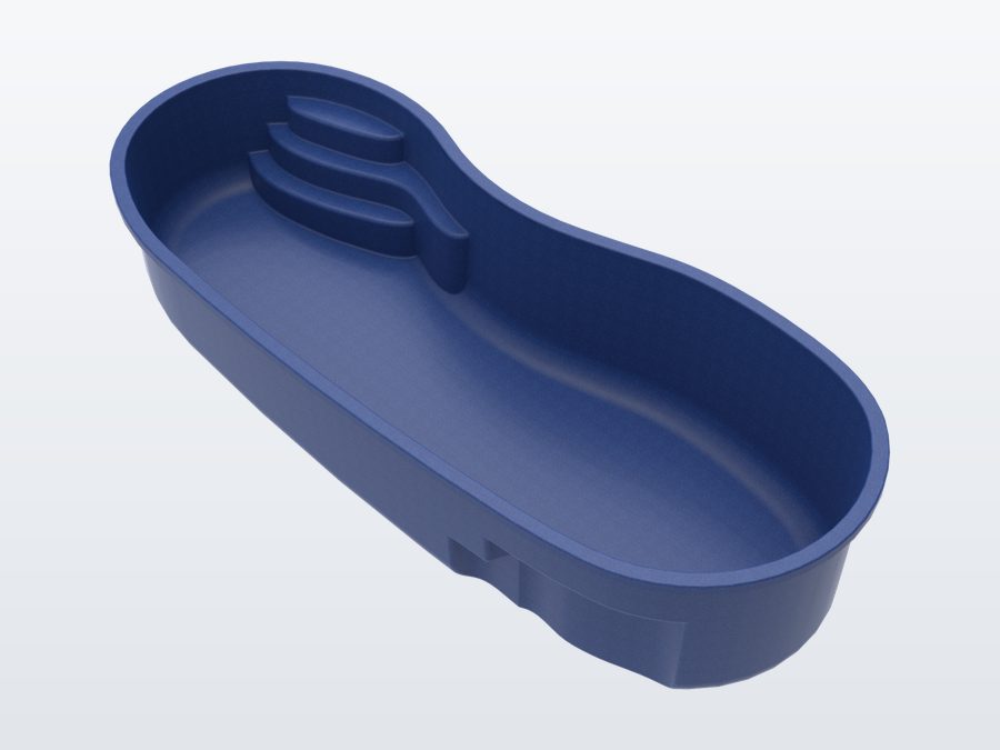 Costa Brava 12'x28' fiberglass pool in Ocean Blue - 3/4 view