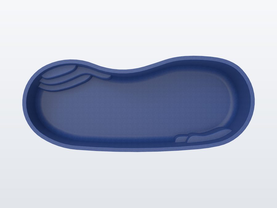 Costa Brava 12'x28' fiberglass pool in Ocean Blue - Side profile