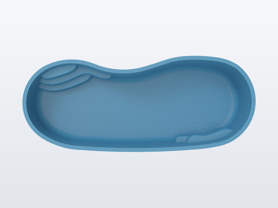 Costa Brava 12'x28' fiberglass pool in Sapphire Blue - Side profile