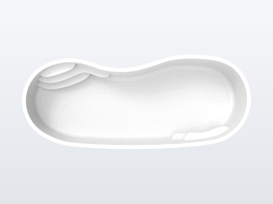 Costa Brava 12'x28' fiberglass pool in Snow White - Side profile