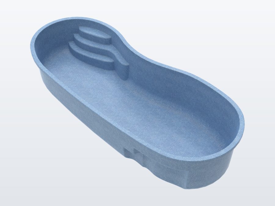 Costa Brava 12'x28' fiberglass pool in Steel Grey - 3/4 view
