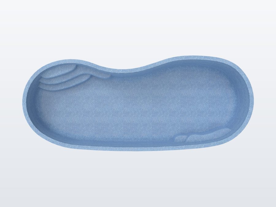 Costa Brava 12'x28' fiberglass pool in Steel Grey - Side profile