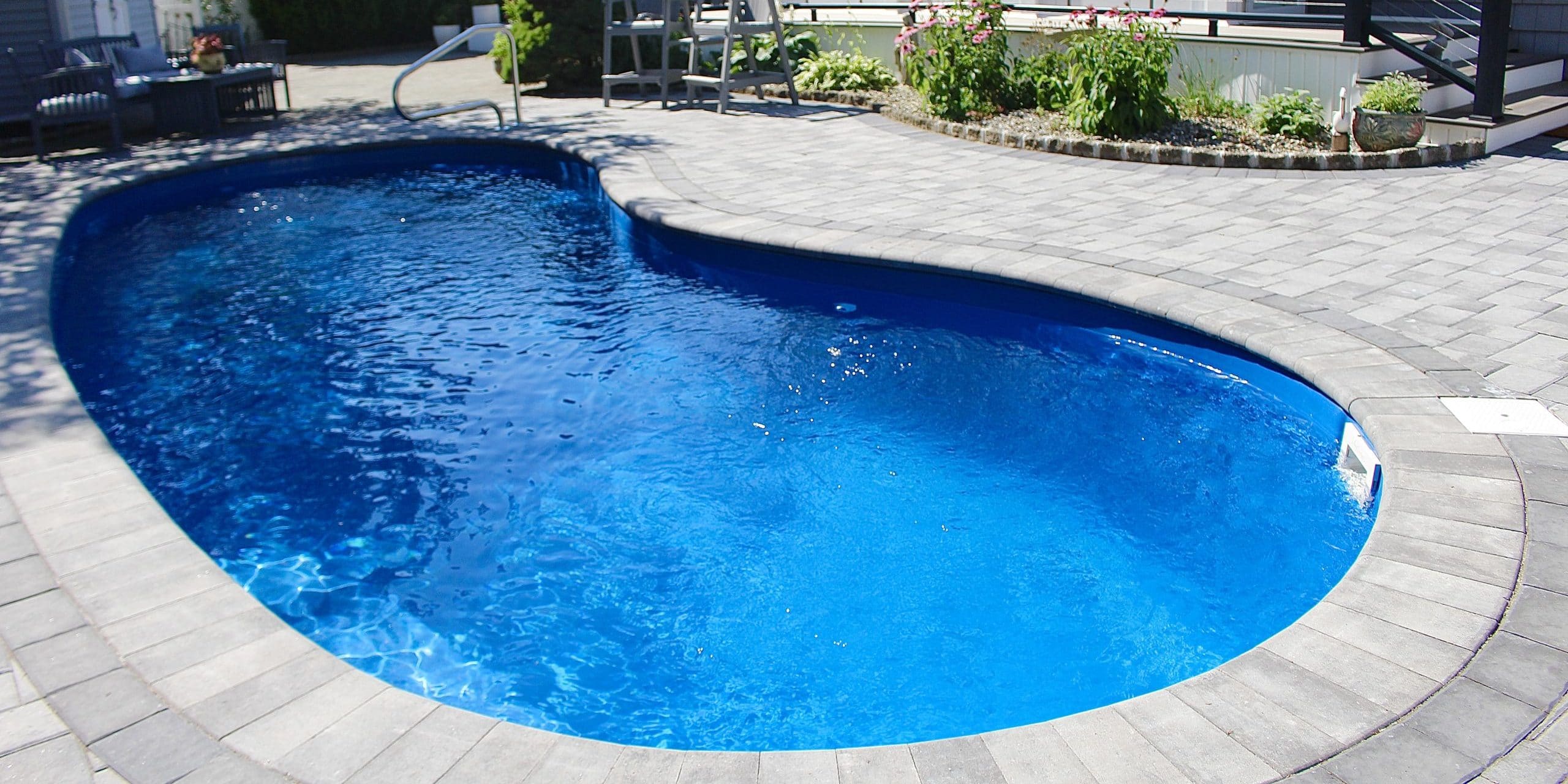 Nashoba fiberglass pool by MGK Pools - real installation photo, installed complete by MGK Pools