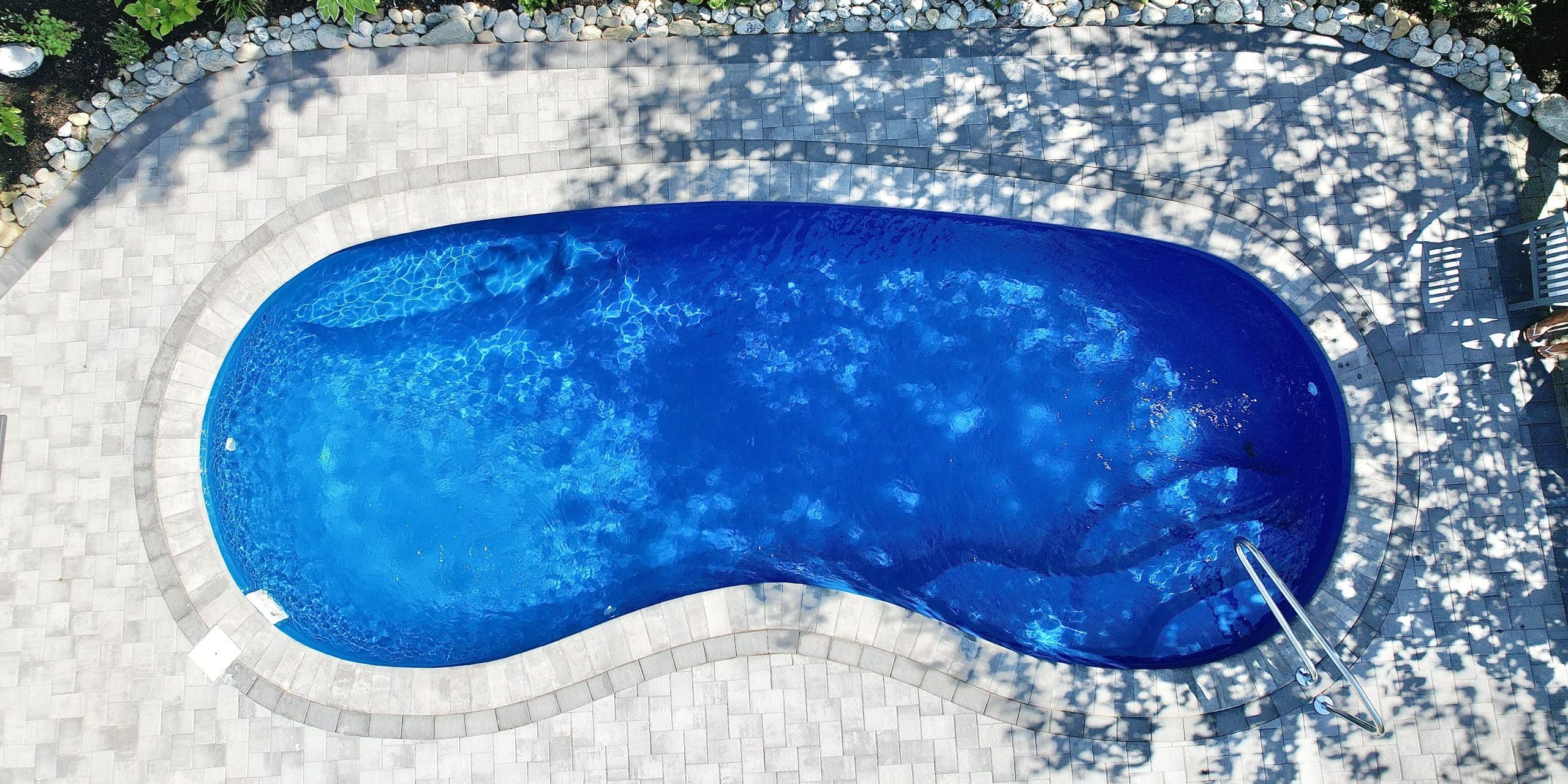 Nashoba fiberglass pool by MGK Pools - real installation photo, installed complete by MGK Pools