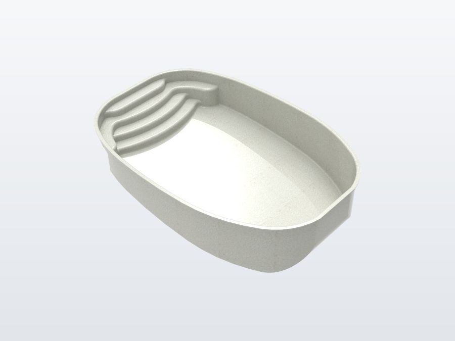 Sundial 13'x20' fiberglass pool in Arctic White - 3/4 view
