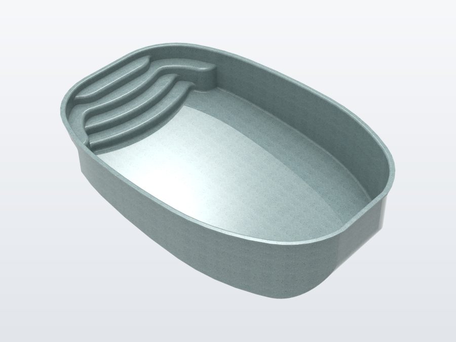 Sundial 13'x20' fiberglass pool in Glacier Blue - 3/4 view